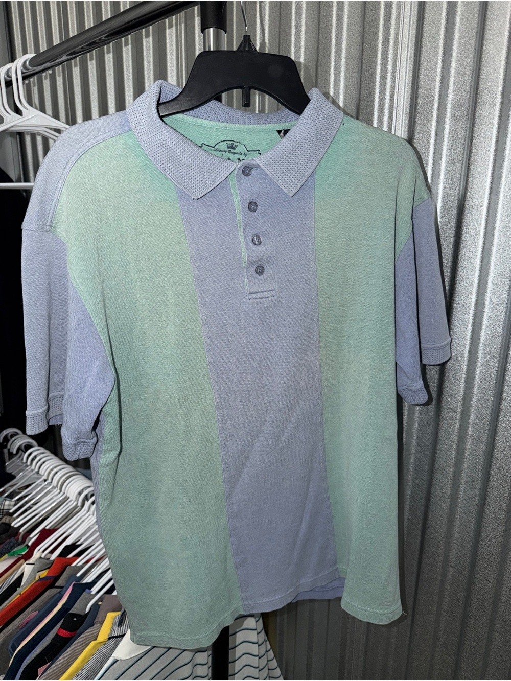 Nat Nast Pastel Green and Lavender Panel Polo